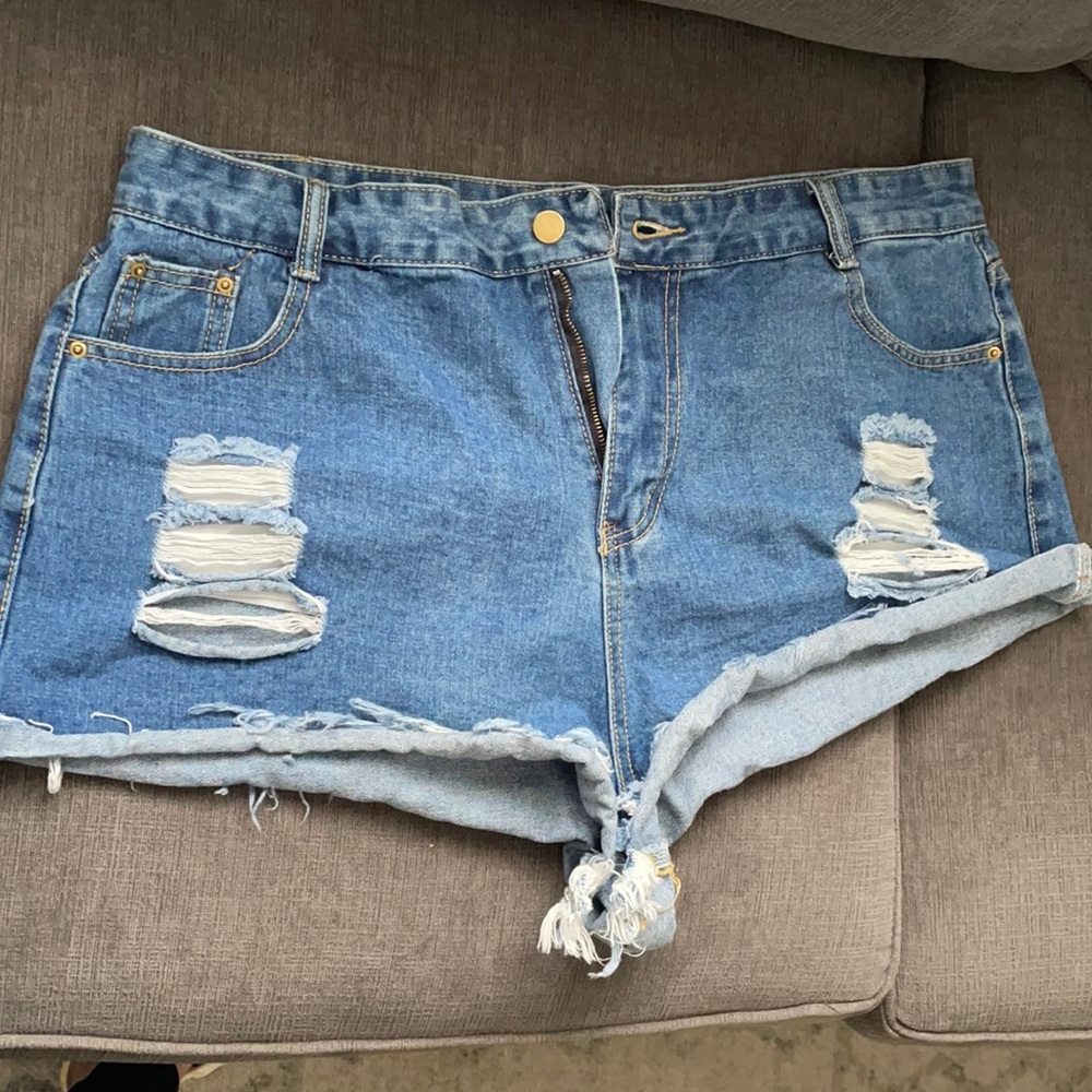 Blue high rise shortie